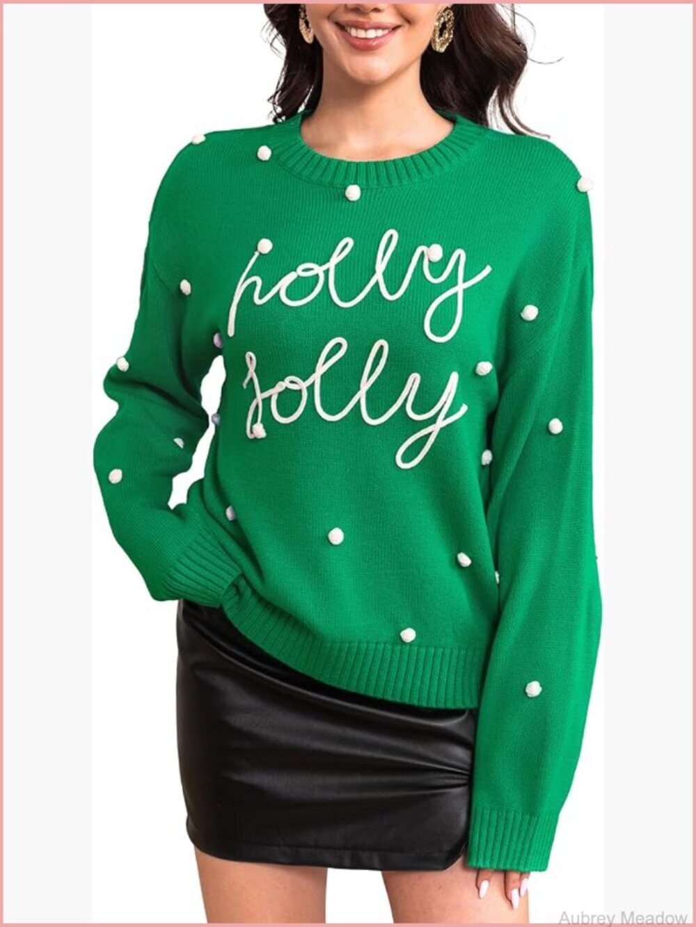 Oversized Crewneck Pullover Sweater with Letter Print